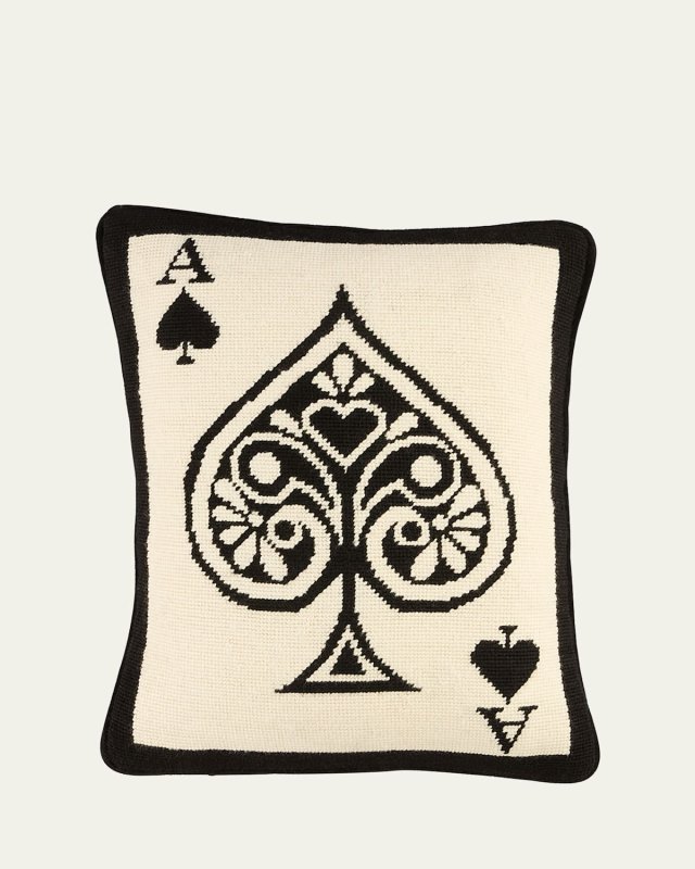 Dealers Choice Ace of Spades Needlepoint Pillow, 12" x 16"